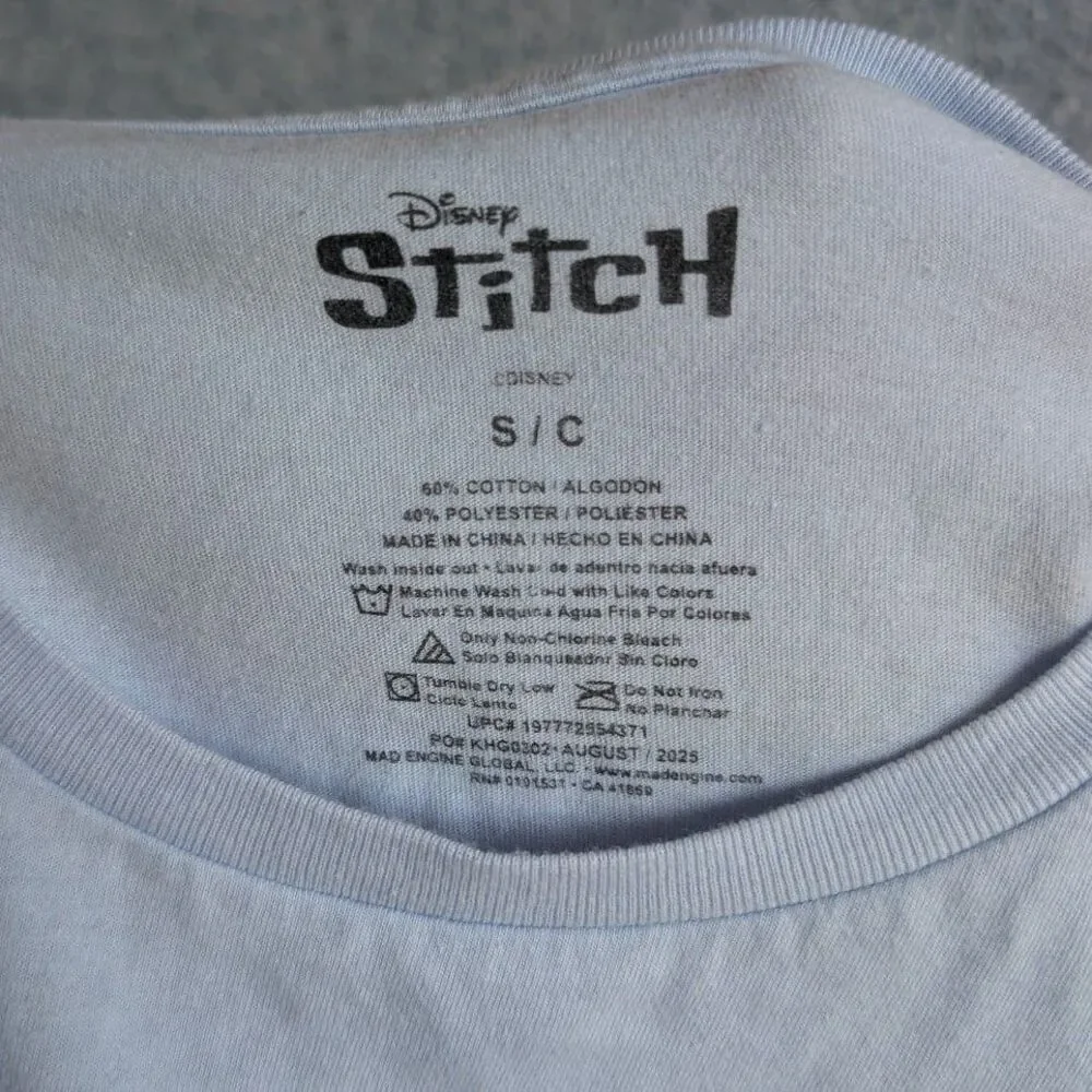 Disney Girls Size S Lilo & Stitch Blue Cute Hand Pose Kohls Graphic Print Shirt